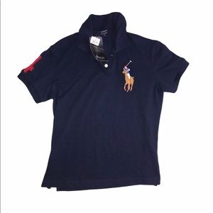 Polo Classic Big Pony Navy Polo Shirt Red 4 XL